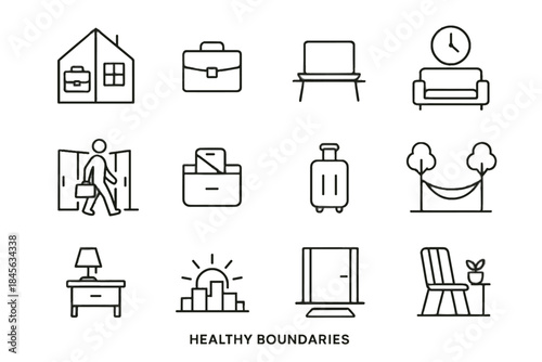 Office clock boundaries icons closed healthy city work vector doormat icon only