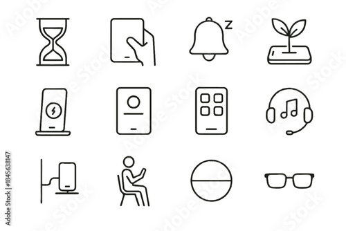 Intentional mindful posture mode icon tech vector screen device plant glasses home