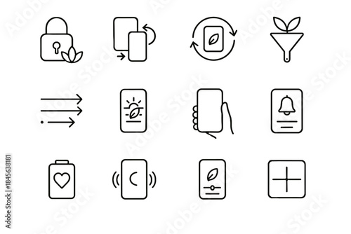 Icons bar healthy calm mindful outline icon tech cycle peaceful vector symbol