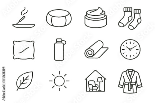 Incense hydration care vector sunbeam clock self pillow mat cream symbol icon