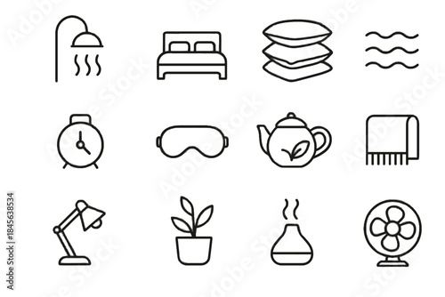 Icon vector adjustable evening icons mist stack shield calm healthy diffuser symbol