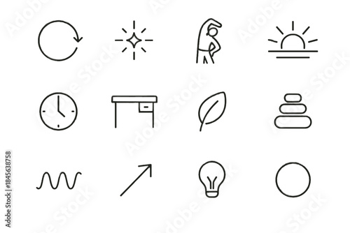 Mindful break start marker desk icon vector positive wave habit loop icons