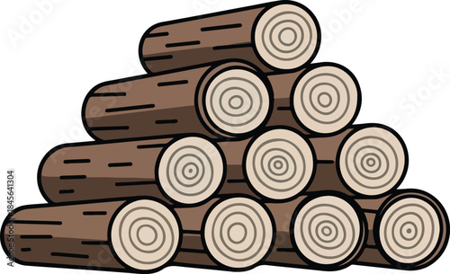 A beautifully arranged stack of natural brown wooden logs, perfect for a cozy winter evening by the fireplace, evoking the warm and festive spirit of Christmas holidays