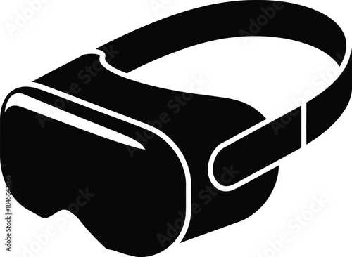 VR Headset Icon – Black Virtual Reality Goggles Silhouette Illustration