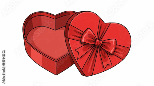 A heart-shaped gift box with a bow on a white background