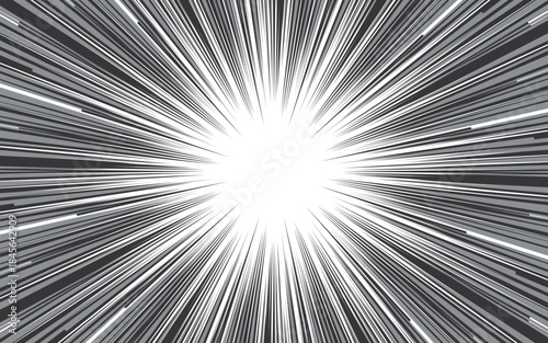 Vector black radial speed line burst for background design or cartoon template. Comic Book Design Element. Black and white vector illustration.