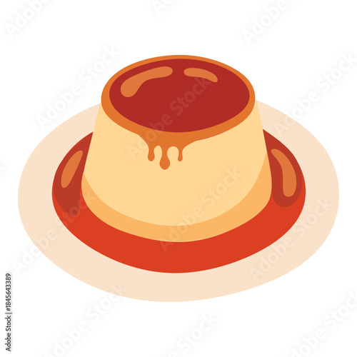 Crème Caramel Vector. Classic Crème Caramel Dessert. Perfect for dessert menus, bakery branding, food packaging, culinary blogs, posters, social media content, and sweet-themed design projects