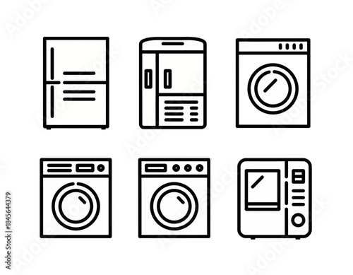 Home Appliances Line Icon Set