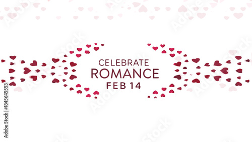 Red heart patterns celebrate romance on white background for valentine's day february 14th