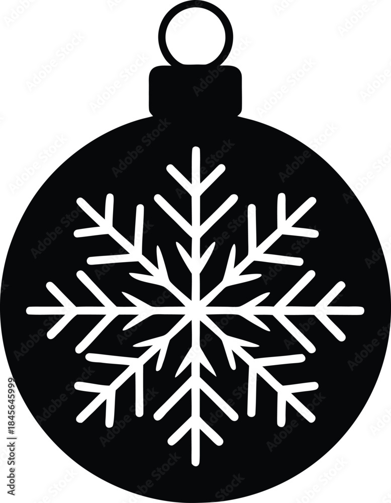 Fototapeta premium Snowflake Christmas Ornament Silhouette Icon