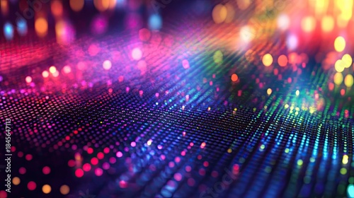 Wallpaper Mural Abstract technology background showing colorful glowing dots forming a dynamic data stream and flowing patterns, representing modern information and futuristic concepts Torontodigital.ca