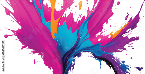 Colorful Watercolor Paint Splash with Dynamic Abstract Stains on White for Creative Visual Projects