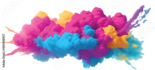 Creative Abstract Color Powder Splash Explosion Isolated on White for Branding Posters Social Media and Digital Design