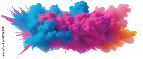 Vibrant Color Powder Splash Explosion with Multicolor Dust Cloud Isolated on White for Posters Banners and Creative Graphics