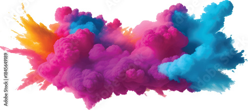 Vibrant Color Powder Splash Explosion with Multicolor Dust Cloud Isolated on White for Posters Banners and Creative Graphics