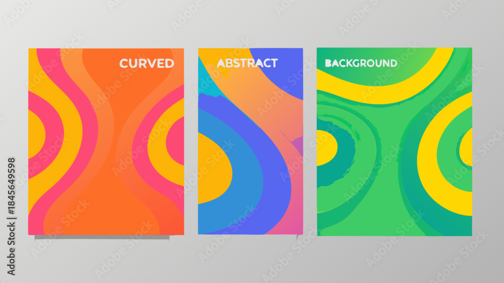 Naklejka premium Colorful abstract curved backgrounds presented in a modern minimalist design style