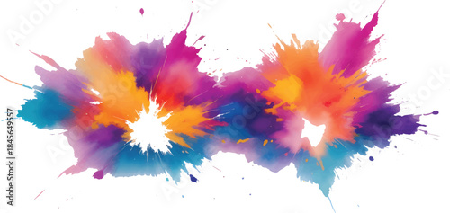 Dynamic Watercolor Paint Splash Abstract Background with Bright Multicolor Stains for Creative Design and Marketing Projects