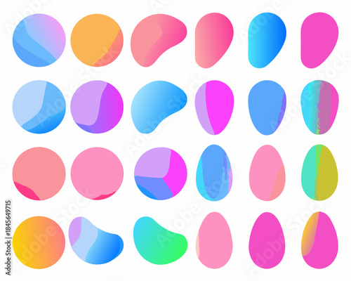 Abstract arrangement of colorful rounded shapes with gradient fills