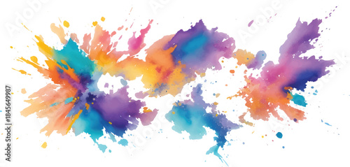 Colorful Watercolor Paint Splash Explosion Isolated on White Background for Creative Poster Banner Social Media and Modern Graphic Design