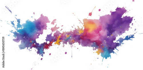 Abstract colorful watercolor paint splashes, ink blots, and artistic grunge texture design element