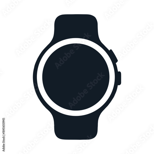 Dark blue smartwatch icon with white circle outline wearable technology gadget