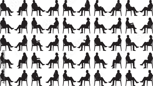 Casual Male Full-Body Silhouettes: Vector Collection of Young Men Standing in T-Shirts and Jeans, Posed in Front, Side, and Relaxed Views for Design Use.