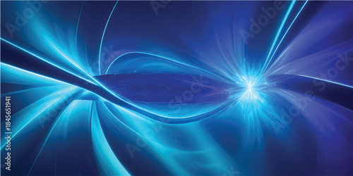 Abstract blue background with flowing light waves and soft curve design texture