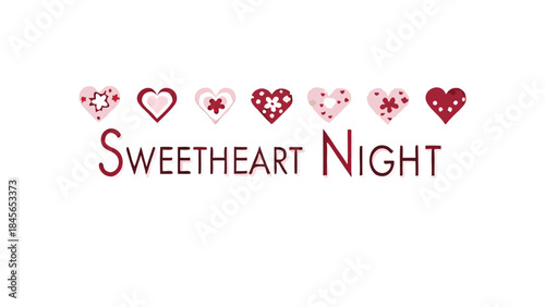 Elegant valentine's day card design with red and pink hearts on white background for romantic sweetheart night