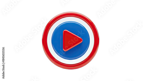 Free Download Play Button Icon in Red, White and Blue - Isolated on White - GFXLoad