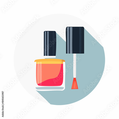 Nail Polish Essence: A vibrant image of nail polish and brush, ready to beautify the nails
