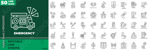 Emergency Line  Editable Icons set