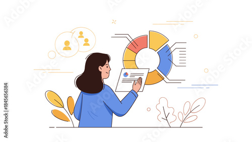 Young hispanic female analyzing data with charts and diagrams