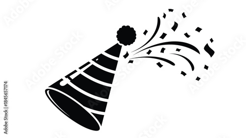 Festive party hat with confetti burst a celebratory graphic on transparent background silhouette