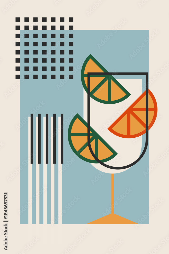 Fototapeta premium Retro Geometric Cocktail and Drink Vector Illustration Collection