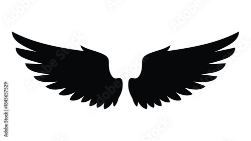Black wings spread wide a striking image on transparent background silhouette