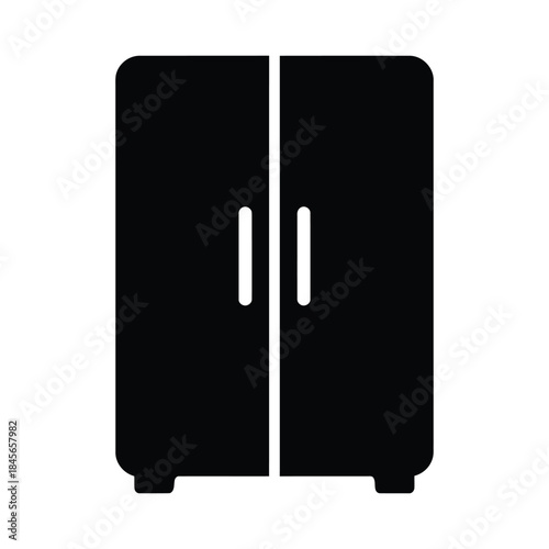 Black silhouette of a double door wardrobe with white handles closet furniture