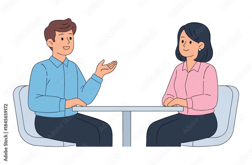 Fototapeta premium Two professionals in discussion at office meeting table