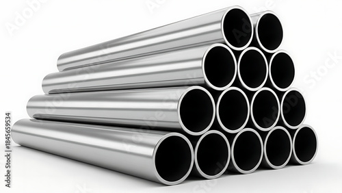 Stack of stainless steel pipes