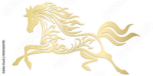 Golden Horse vector illustration, chinese new year 2026, year of the horse, vector eps vector illustration of a horse