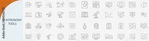 ai astronomy tools space minimal line vector icon set