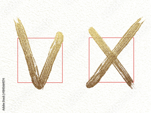 Gold Brush Check Marks and Ticks Set