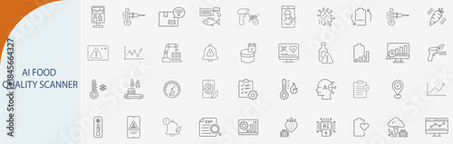 ai food quality scanner safety minimal line vector icon set