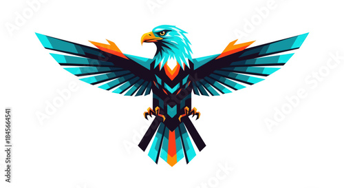 Stylized eagle graphic with spread wings against a white background
