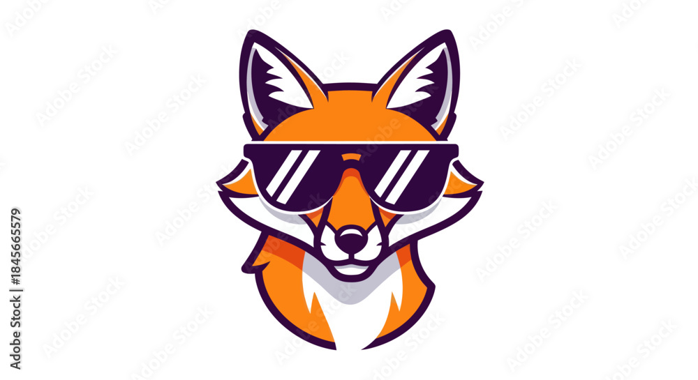 Fototapeta premium Stylized fox head with sunglasses on white background vector illustration