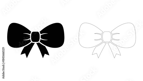 A classic elegant black bow silhouette for decoration and celebration design elements