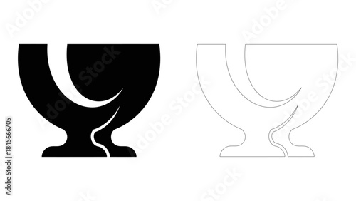 Abstract black stylized design resembling an elegant chalice or a dynamic artistic symbol