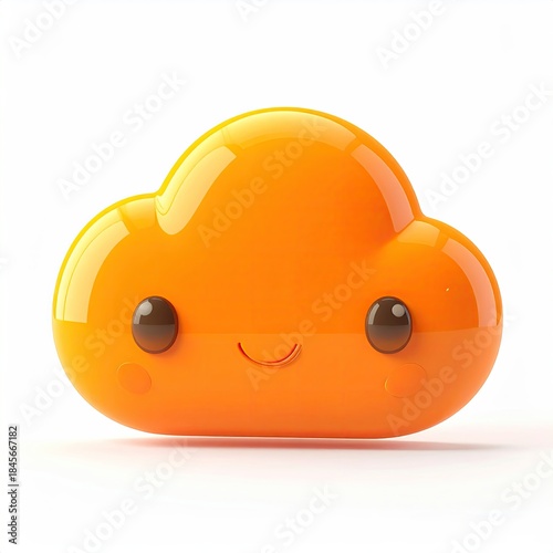 Cute cartoon cloud with a shiny orange appearance and smiling face