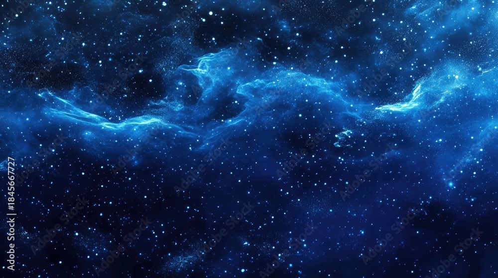 Obraz premium Blue gas clouds and countless bright stars create a cosmic background representing the vastness of the universe, ideal for themes of science, exploration, and fantasy