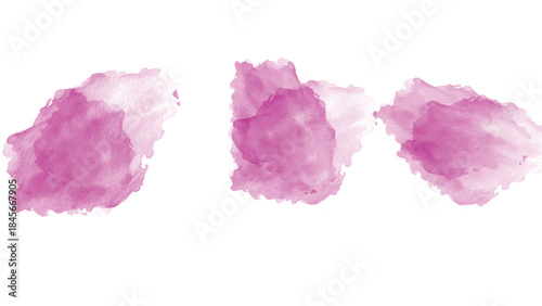 Set of watercolor circles brash pink on white background. Color splashing hand drawn transparent vector background. water color texture for cards, Brushstrokes and splashes.
