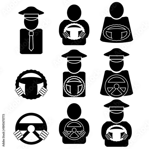 Driver Icons Isolated on White Background